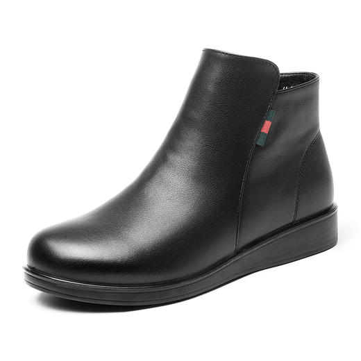 信诺真皮靴子女款2024冬季新款加绒女鞋厚底妈妈短靴中老年皮棉鞋M681-17D 商品图3