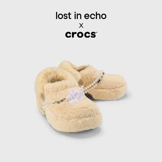 lost in echo X Crocs联名系列24冬季新款珍珠加绒洞洞鞋女 商品图0