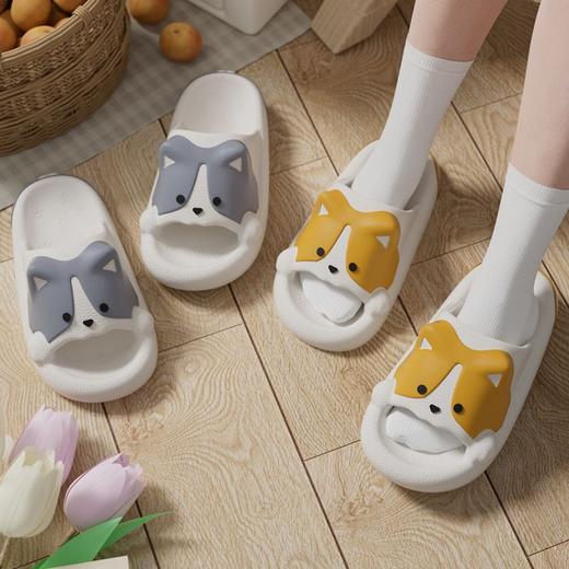 【时尚百搭，舒适耐穿】小狗柯基拖鞋，可爱动人；秋夏新款，轻便厚底增高，细节考究方便极。新款洗澡凉拖，室内外皆适宜，季节无言，品质有加。 商品图0