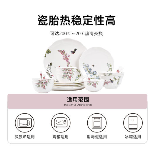 骨瓷餐具套装 | 闻芳翠舞系列骨瓷套装礼盒款 四季三餐 愿你常伴 商品图3