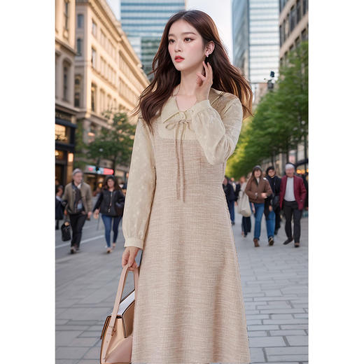 奢姿大码女装2024秋季气质POLO领连衣裙胖妹妹小香风时尚拼接裙子9943855208 商品图4