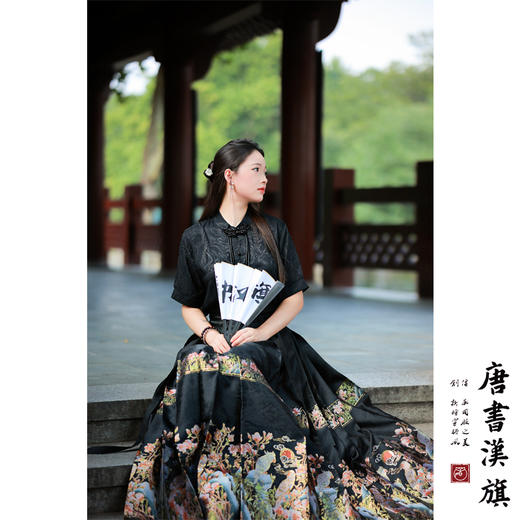 【玉堂春晓·曜石黑】马面裙织金妆花工艺改良国风新中式千里鹤套装 商品图3