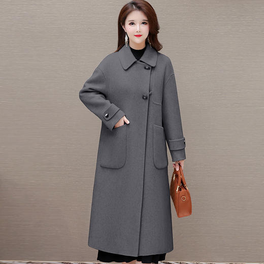 TZW-2024年秋冬新款小香风时尚双面呢大衣淑女气质过膝长款毛呢外套 商品图1
