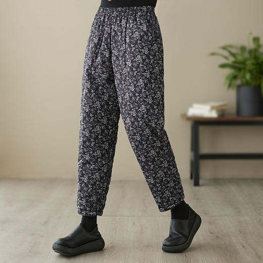 GYH 3610复古小碎花夹棉加厚棉裤休闲宽松萝卜裤 商品图3