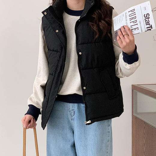 百媚生 短款羽绒棉马甲女士外搭宽松韩版外穿马夹背心外套 XY301 商品图2