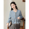 TZW-小香风花边复古短外套女2024秋冬新款高级感雾霾蓝圆领长袖上衣 商品缩略图1