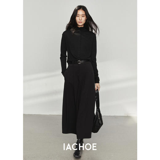 棉仓3571506001-秋季高质感羊毛衫 静奢风薄款高领单排扣毛衣 商品图2