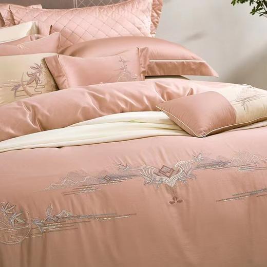 【7楼】富安娜素绣床单四件/国色系列·青竹丹枫，单被加大，橙 商品图1