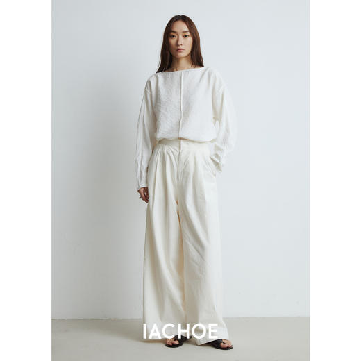 棉仓3531504017-早秋新含桑蚕丝一字领长袖衬衫  设计感上衣套头法式衬衣 商品图3