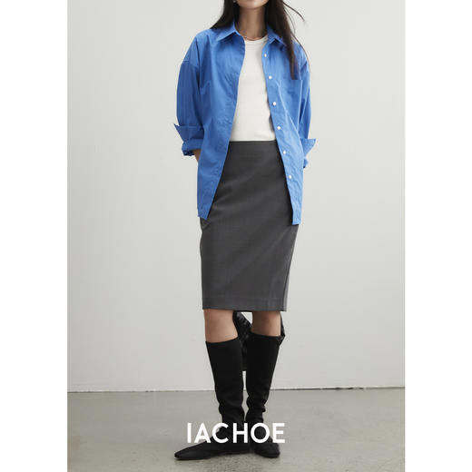 棉仓3531517014-秋冬通勤灰色半身裙  步履不停厚款直筒中裙 商品图1