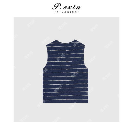 04-3潘依绣丁丁宠粉羊-毛高级感条纹V领气质无袖马甲 M0844 商品图2