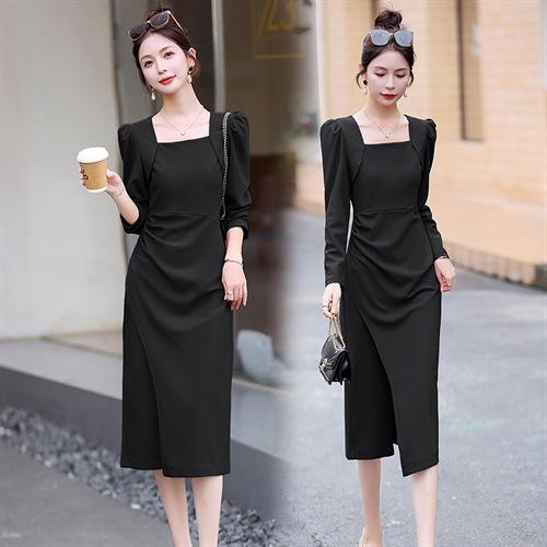 优雅气质百搭秋季新款时尚修身显瘦打底连衣裙LNS9638 商品图2