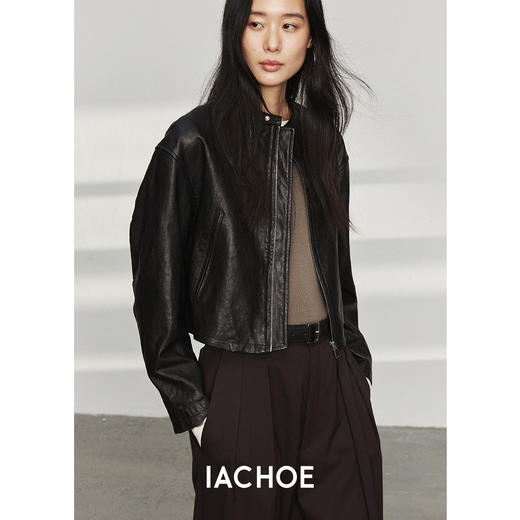 棉仓3561527002-秋季静奢风真皮小立领外套    圆领头层小羊皮皮衣短外套 商品图1