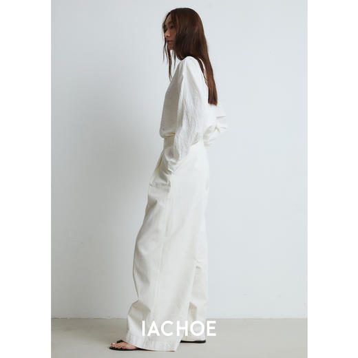 棉仓3531504017-早秋新含桑蚕丝一字领长袖衬衫  设计感上衣套头法式衬衣 商品图2