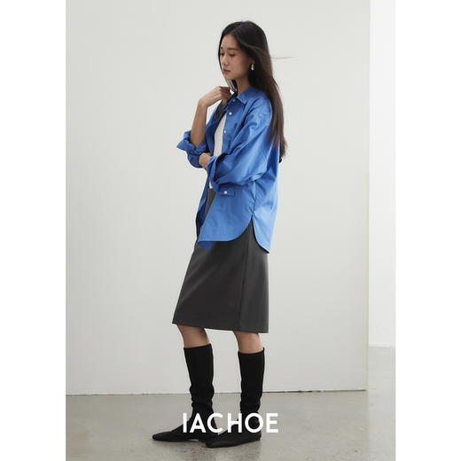 棉仓3531517014-秋冬通勤灰色半身裙  步履不停厚款直筒中裙 商品图2