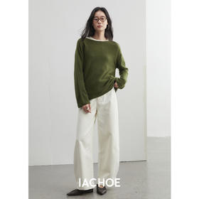 棉仓3561505012-秋季宽松无缝一体羊毛衫  静奢风羊毛羊绒蚕丝毛衣