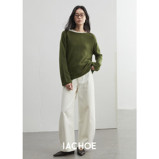 棉仓3561505012-秋季宽松无缝一体羊毛衫  静奢风羊毛羊绒蚕丝毛衣 商品图0