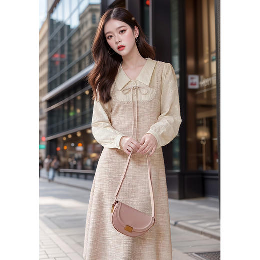 奢姿大码女装2024秋季气质POLO领连衣裙胖妹妹小香风时尚拼接裙子9943855208 商品图2