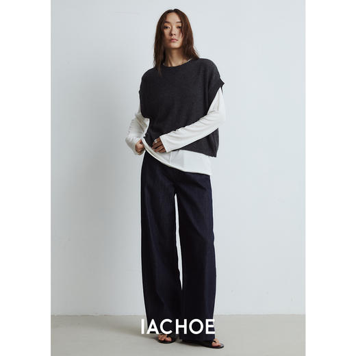 棉仓3561599004-秋装*山羊绒针织衫    三分袖宽松圆领打底毛衣 商品图3