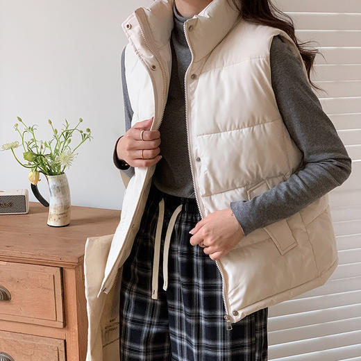 百媚生 短款羽绒棉马甲女士外搭宽松韩版外穿马夹背心外套 XY301 商品图0