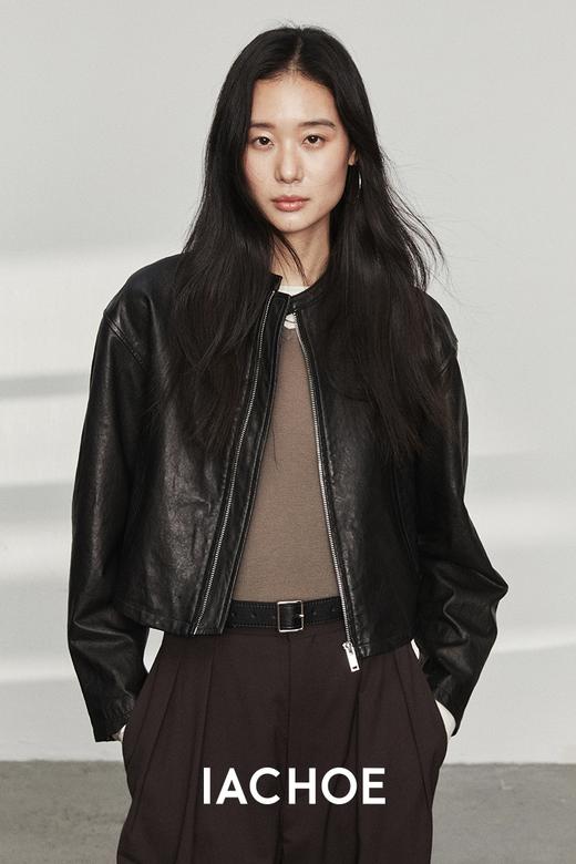 棉仓3561527002-秋季静奢风真皮小立领外套    圆领头层小羊皮皮衣短外套 商品图4