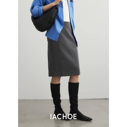 棉仓3531517014-秋冬通勤灰色半身裙  步履不停厚款直筒中裙 商品图0