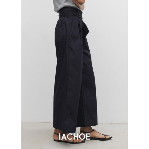 棉仓3531518009-山本风九分阔腿裤腰带款收胯  夏季长绒棉高腰薄款休闲裤 商品图2