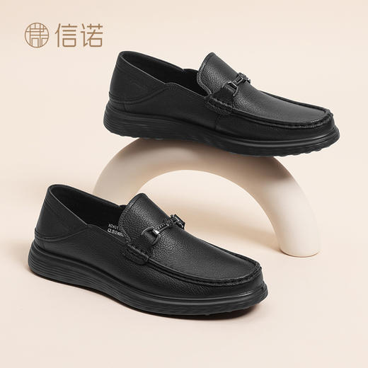 信诺真皮软底男鞋2024春秋新款羊皮舒适豆豆鞋中老年爸爸鞋休闲鞋N24Q115-52 商品图2