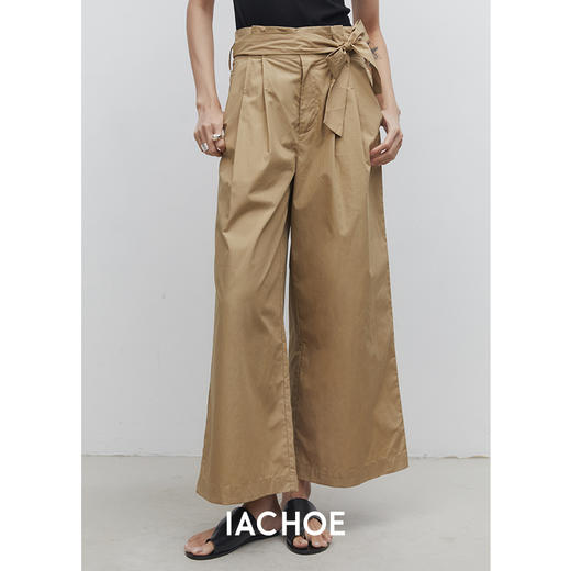 棉仓3531518009-山本风九分阔腿裤腰带款收胯  夏季长绒棉高腰薄款休闲裤 商品图0