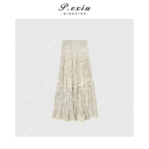 03-5潘依绣丁丁宠粉潘依绣丁丁宠粉福利波点细压褶蕾丝田园风半身裙Q7845 商品图0