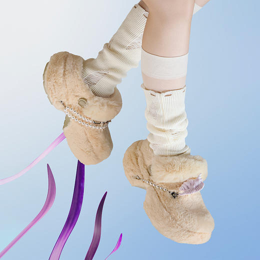 lost in echo X Crocs联名系列24冬季新款珍珠加绒洞洞鞋女 商品图1