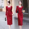 优雅气质百搭秋季新款时尚修身显瘦打底连衣裙LNS9638 商品缩略图1