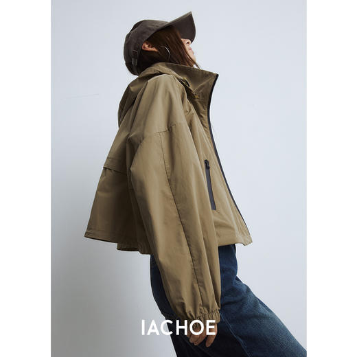 棉仓3561507001- jin口醋酸挺括有型夹克短外套  秋季宽松慵懒风设计感上衣 商品图0