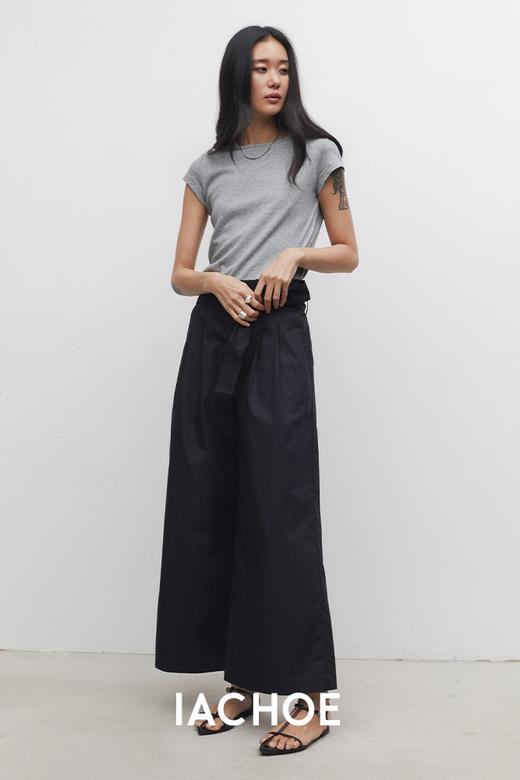 棉仓3531518009-山本风九分阔腿裤腰带款收胯  夏季长绒棉高腰薄款休闲裤 商品图4