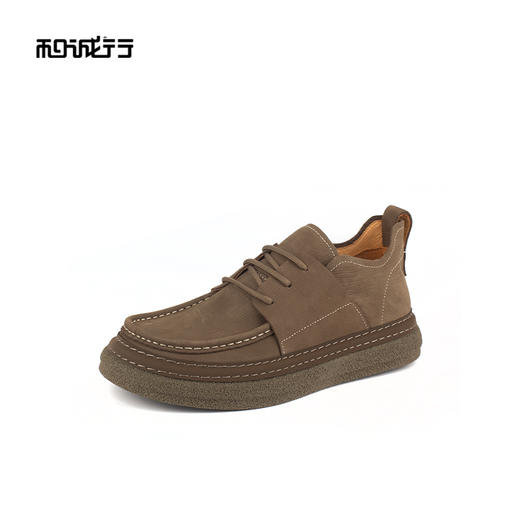 和诚行 2024秋冬新款复古真皮磨砂百搭系带休闲鞋男工装鞋1320082 商品图1