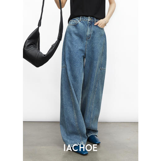 棉仓3531519007-秋季分割切线重设计感气球裤牛仔裤  显瘦宽松阔腿裤女( 商品图0