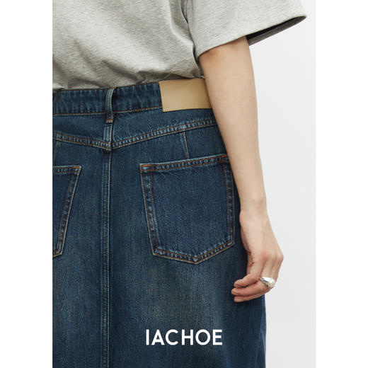 棉仓3521517002-24SS*深蓝色牛仔半身裙长款 秋季新款简约长裙 商品图3