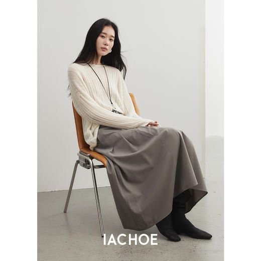 棉仓3561505014- 秋冬松弛感宽松海盐蓝毛衣   含桑蚕丝*羊毛羊绒衫 商品图0