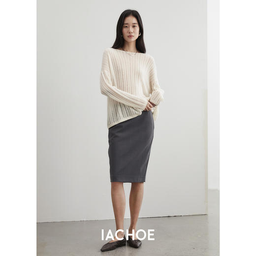 棉仓3531517014-秋冬通勤灰色半身裙  步履不停厚款直筒中裙 商品图3