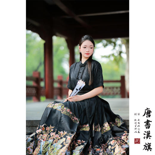 【玉堂春晓·曜石黑】马面裙织金妆花工艺改良国风新中式千里鹤套装 商品图4