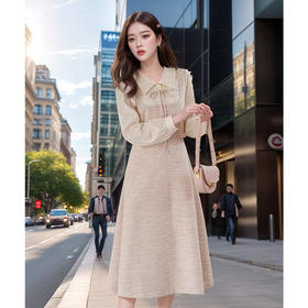 奢姿大码女装2024秋季气质POLO领连衣裙胖妹妹小香风时尚拼接裙子9943855208
