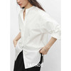 棉仓3531504008- 新中式圆领长袖衬衫设计感上衣   简约宽松白衬衣女春秋 商品缩略图0