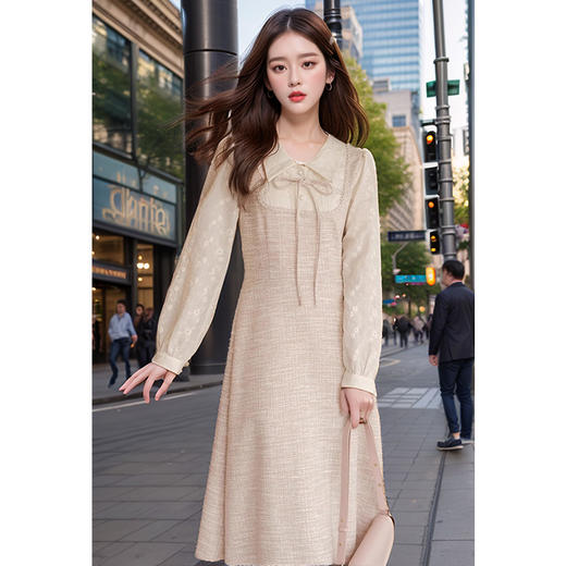 奢姿大码女装2024秋季气质POLO领连衣裙胖妹妹小香风时尚拼接裙子9943855208 商品图1