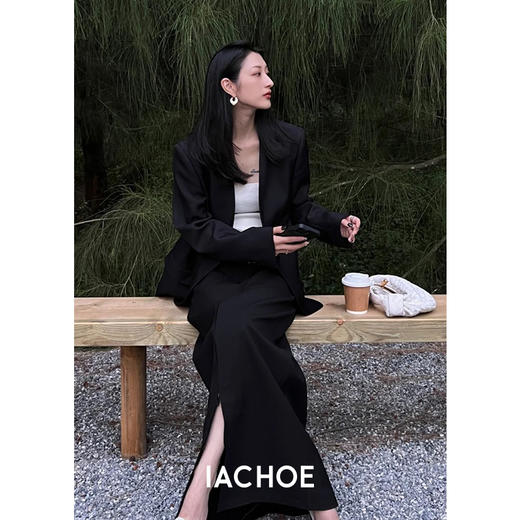 棉仓3461512004- 高定无领The*ow显瘦百搭高级黑色休闲西装 极简小西服外套 商品图2