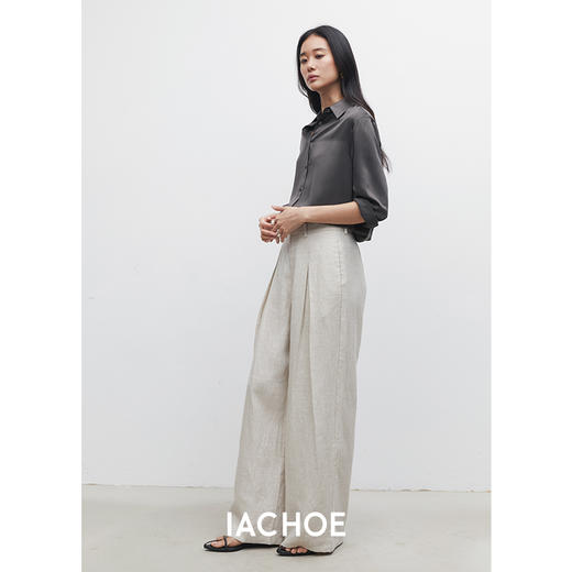 棉仓3531504011-清冷感慵懒风25磨米桑蚕丝衬衫 素绉锻bf风廓形真丝衬衫 商品图3