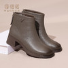 信诺真皮女鞋秋冬季新款加绒短靴中老年棉鞋粗跟皮鞋短筒靴子女款M321-2D 商品缩略图0