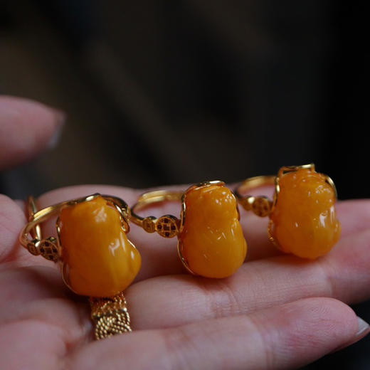 【宫里戒指】蜜蜡貔貅开口戒指 CR 商品图5