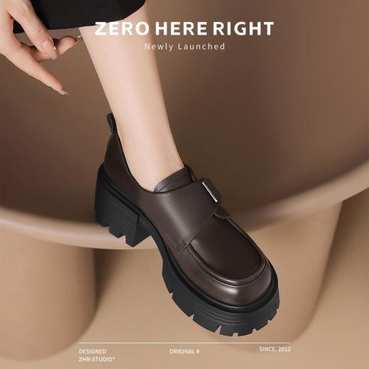 ZHR则则魔术贴厚底乐福鞋2024秋季新款松糕增高jk鞋英伦风小皮鞋 商品图9