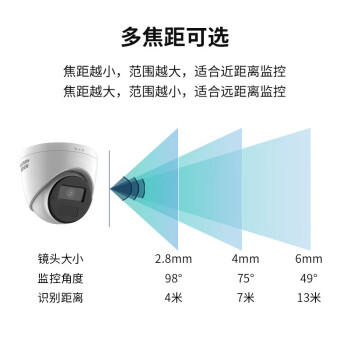 海康威视监控摄像头300万家用红外夜视AI人形检测可录音手机远程室内外监控器T13HV3-IA 2.8MM 商品图1