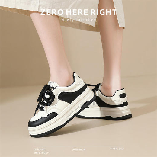 ZHR透气增高厚底板鞋女熊猫鞋2024新款秋季ins百搭休闲鞋女 商品图7